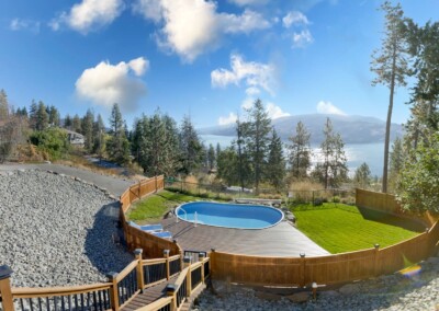 Fully fenced backyard with private pool and lake views, MacKenzie House Peachland