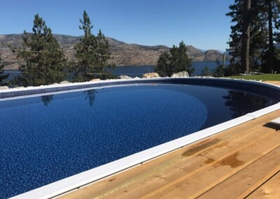 Private salt-water pool overlooking Okanagan Lake at MacKenzie House, Peachland BC